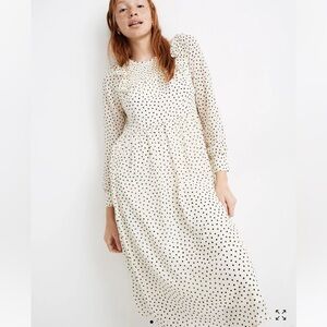 Madewell White and Black Polka Dot Midi Dress